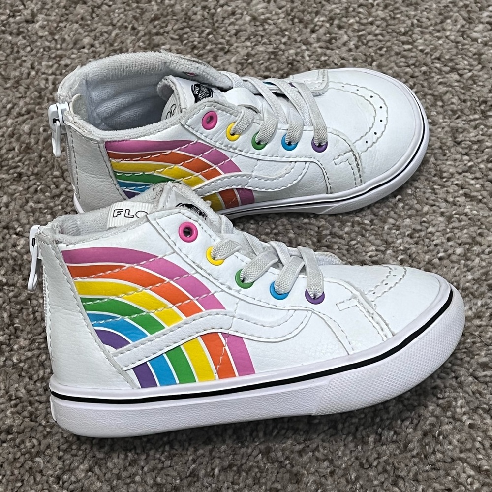 Vans toddler rainbow zip shoes sz 8